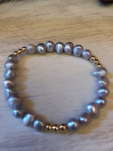 7mm freshwater pearl gray nuggets with 4mm gold filled beads.