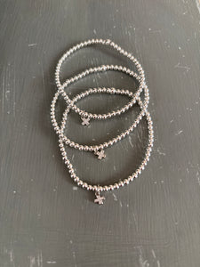 3mm bracelet with cross or heart charm