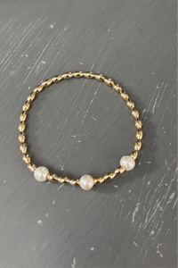 Gold filled Rice beads and pearl bracelet