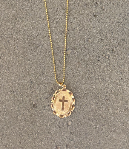 Gold filled oval cross necklace