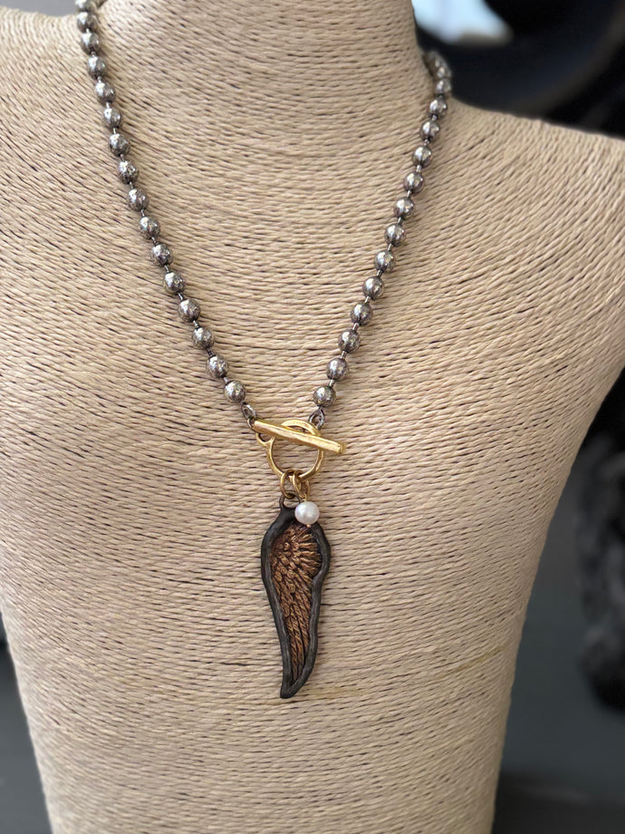 Soldered angel wing necklace