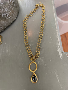 Antique gold crystal pendant necklace