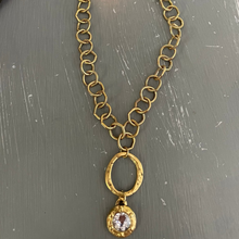 Antique gold crystal pendant necklace