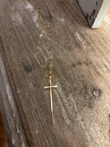 Gold filled cross necklace.