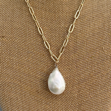 Baroque pearl with paperclip necklace