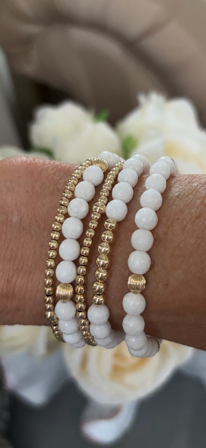 Gemstones and gold filled bracelets stack