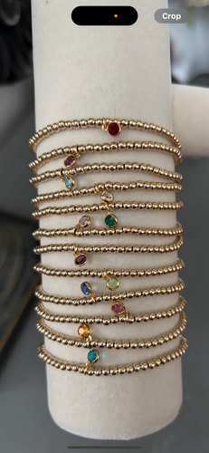 Three birthstone charm bracelet