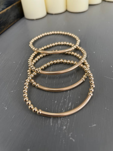 4mm gold filled bracelet w/ curve bar