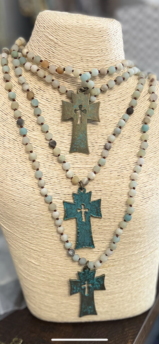 Amazonite necklace with cross