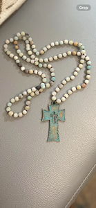 Amazonite necklace with cross