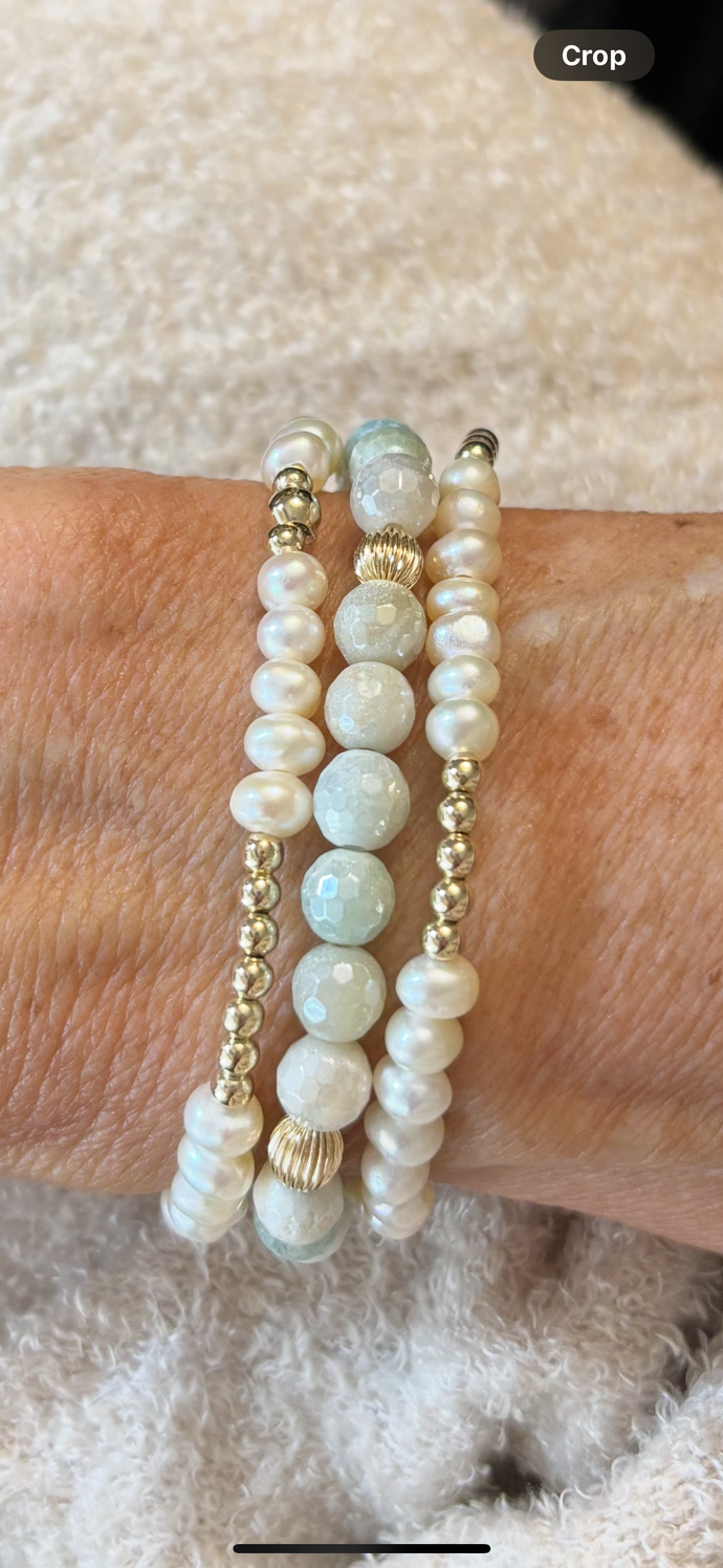 Pearl and Amazonite trio