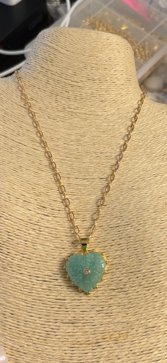 Hand carved gemstone necklace