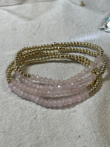 Pink Jade and gold filled bracelet