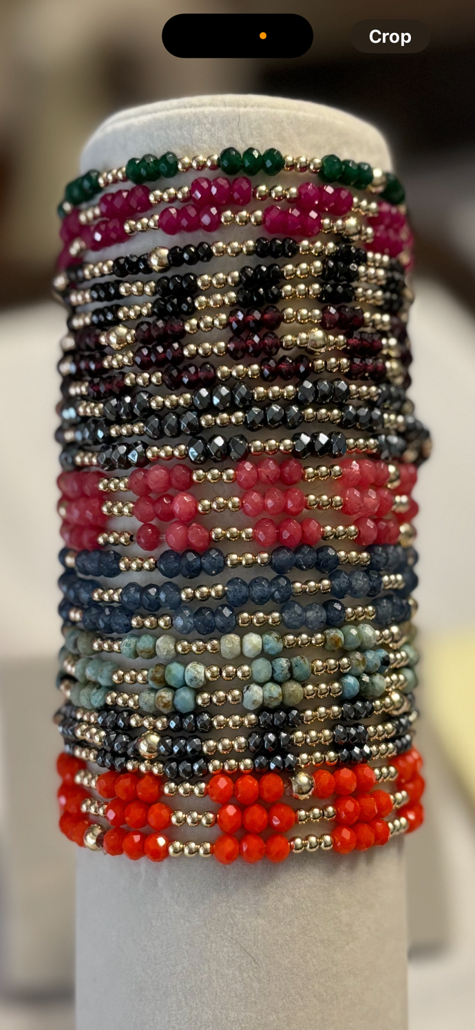 Gemstone and gold filled bracelets