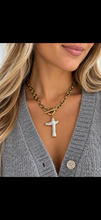 Baroque Pearl cross necklace
