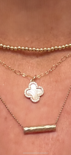 Mother of Pearl clover necklace