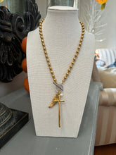 Gold ball chain w/cross