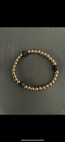 5mm gold filled bracelet w/ 3 pave hematite beads