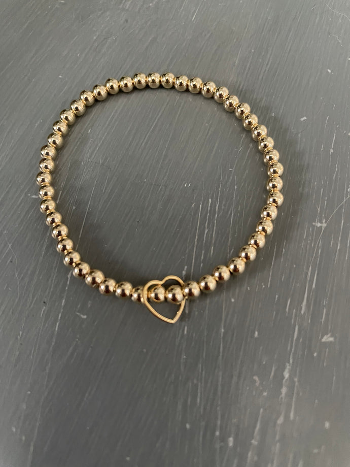 4mm gold filled bracelet w/ floating heart