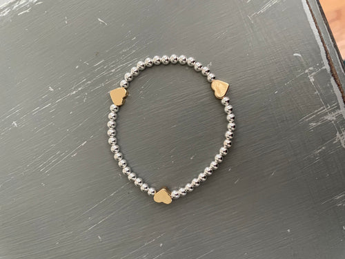 Sterling silver bracelet with hearts