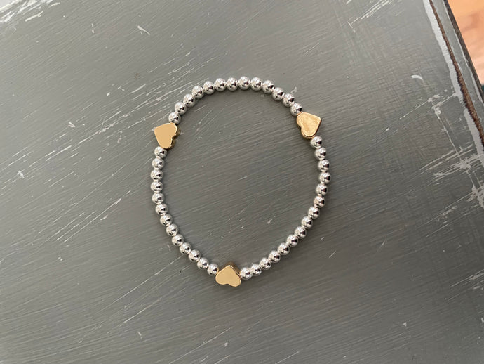 Sterling silver bracelet with hearts