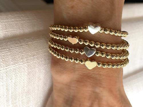 4mm gold filled bracelet w/ heart
