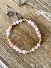 4mm gold filled bracelet w/ pink opal coin beads