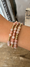 4mm gold filled bracelet w/ pink opal coin beads
