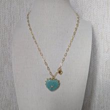Hand Carved Gemstone Heart Necklace with Heart Charm
