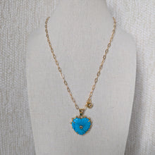 Hand Carved Gemstone Heart Necklace with Heart Charm