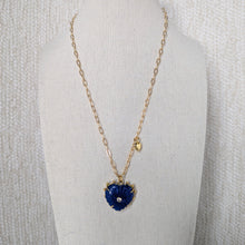 Hand Carved Gemstone Heart Necklace with Heart Charm