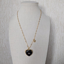 Hand Carved Gemstone Heart Necklace with Heart Charm
