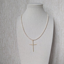 Pearl necklace w/ long cross