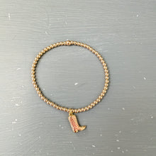 3mm gold filled bracelet w/ cowboy boot charm