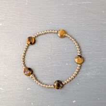 3mm gold filled beaded bracelet w/ 5 gemstone coin beads