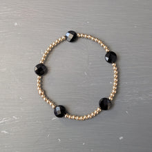 3mm gold filled beaded bracelet w/ 5 gemstone coin beads