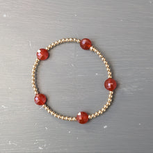 3mm gold filled beaded bracelet w/ 5 gemstone coin beads