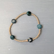 3mm gold filled beaded bracelet w/ 5 gemstone coin beads