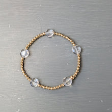 3mm gold filled beaded bracelet w/ 5 gemstone coin beads