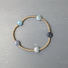 3mm gold filled beaded bracelet w/ 5 gemstone coin beads