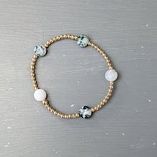 3mm gold filled beaded bracelet w/ 5 gemstone coin beads