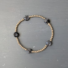 3mm gold filled beaded bracelet w/ 5 gemstone coin beads