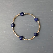 3mm gold filled beaded bracelet w/ 5 gemstone coin beads