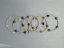 3mm gold filled beaded bracelet w/ 5 gemstone coin beads
