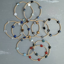 3mm gold filled beaded bracelet w/ 5 gemstone coin beads