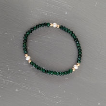 Gemstone bracelet w/ 3 pearls and gold filled beads