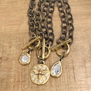 Antique bronze toggle necklace