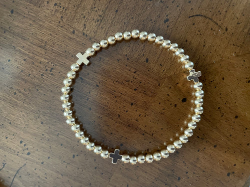 3mm gold filled bracelet w/ 3 crosses