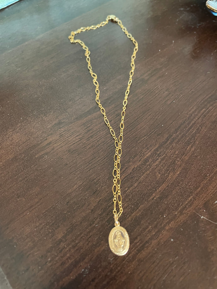 Gold filled oval cross necklace
