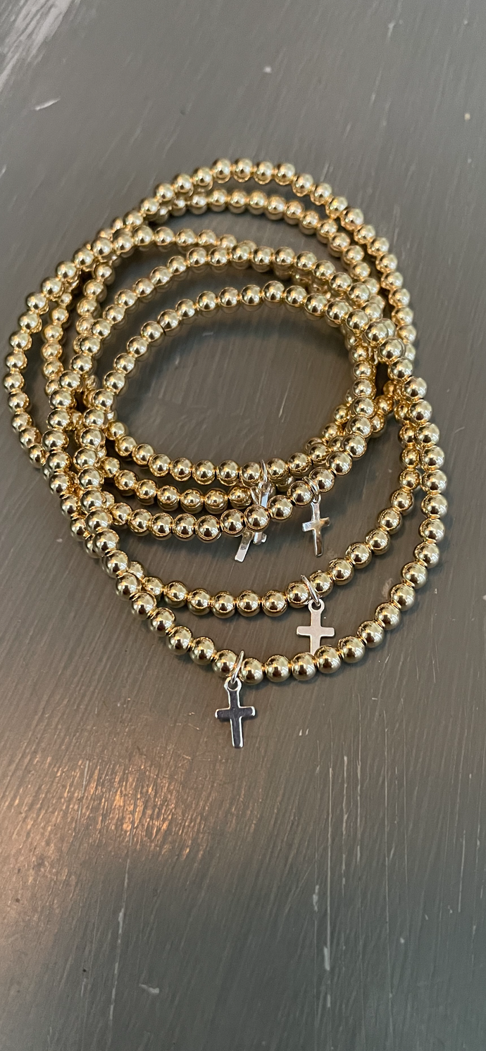 Gold Filled bracelet with sterling silver cross